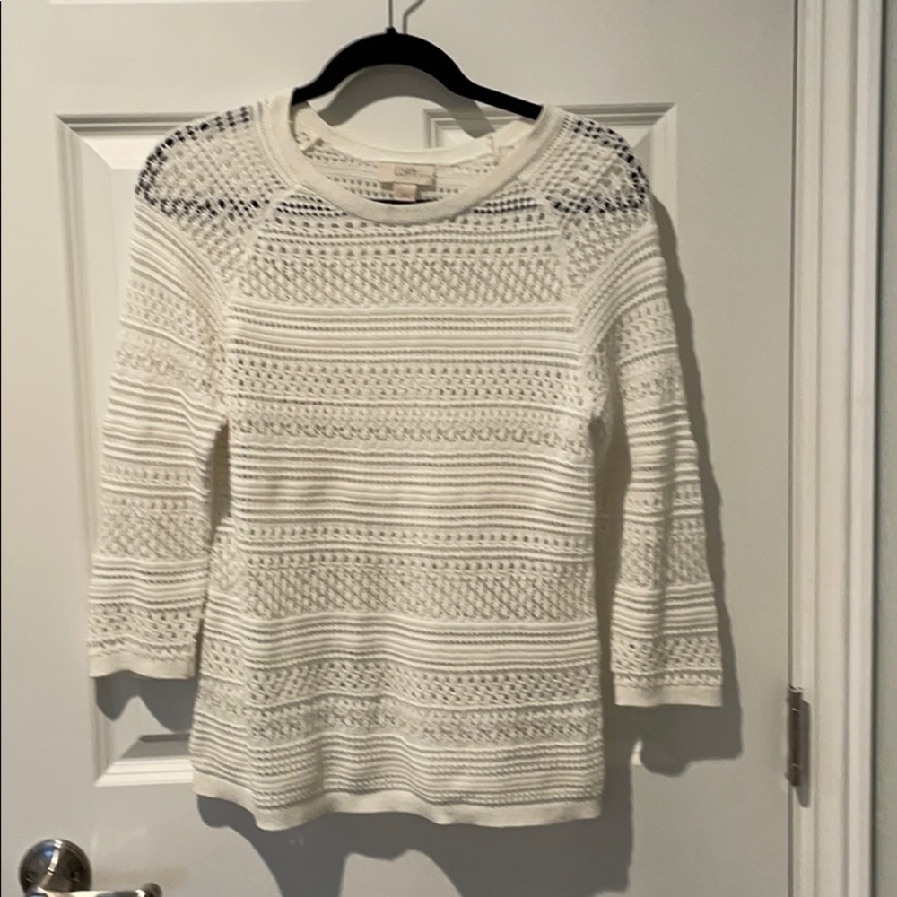 LOFT CROCHETED COTTON SWEATER
